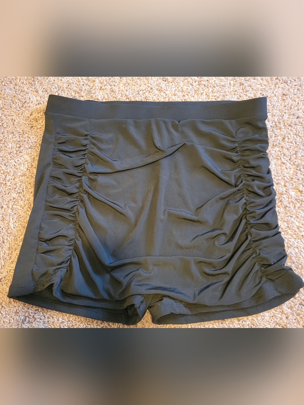 Ruched Black Swim Shorts